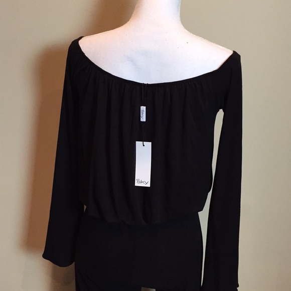 SKY Black Jersey Knit Off Shoulder Jumpsuit NWT - Picture 6 of 8